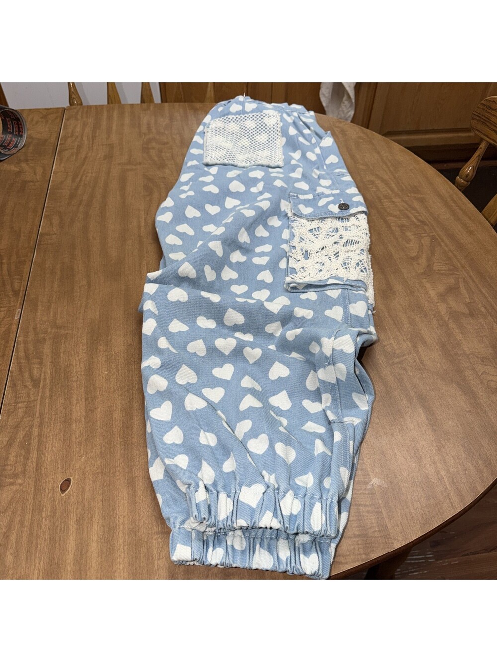 Pol "Heart Joy" Cargo Pants Joggers Blue Size M